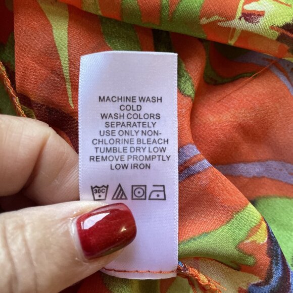 ROAMAN'S Chiffon Pleated Top Women's 24W Colorful Abstract Roll Tab Sleeves - Picture 9 of 11